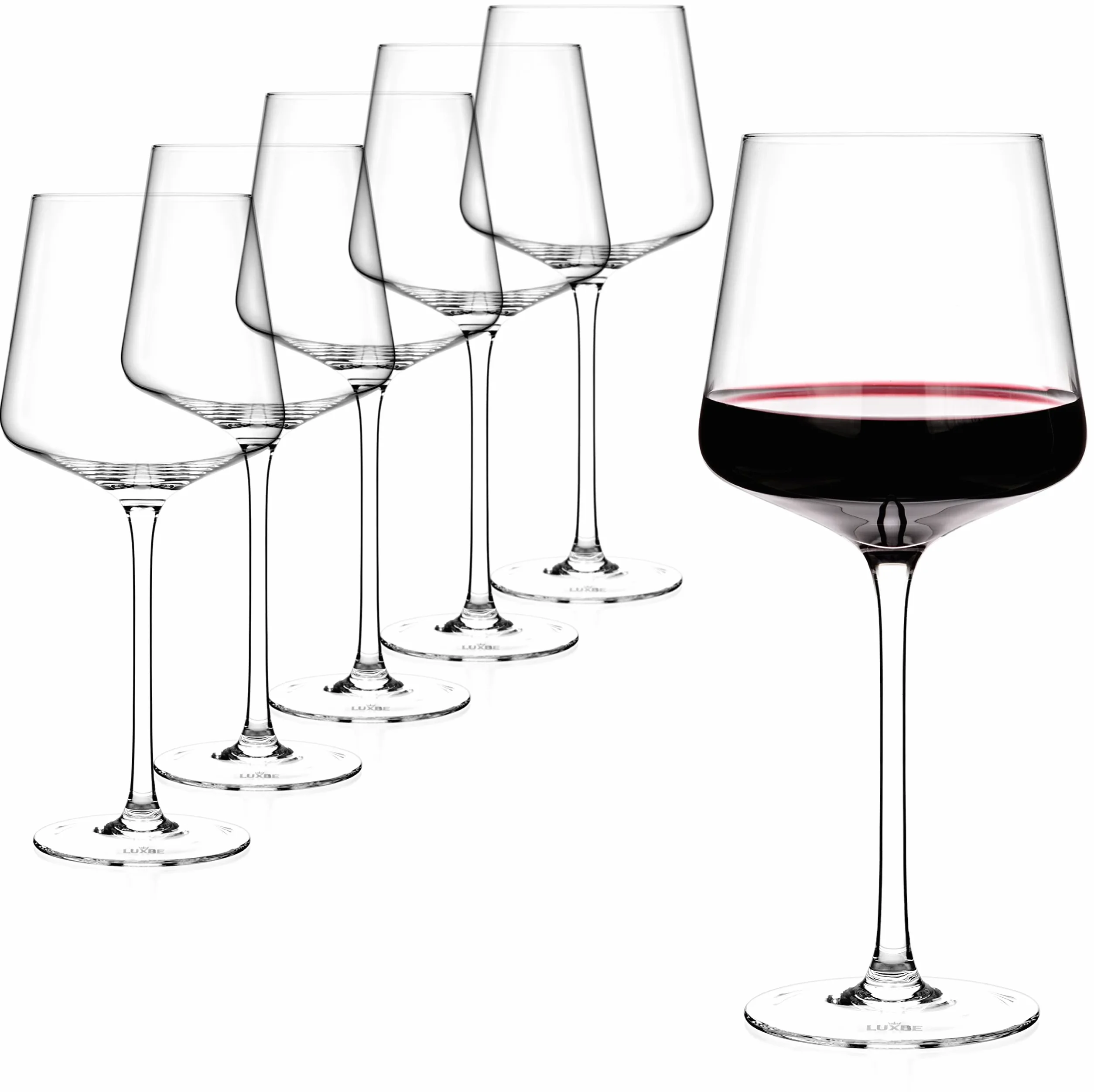 Lot de 6 verres à vin en cristal - Petits verres à vin rouge et blanc - 100 % sans plomb - 450 ml