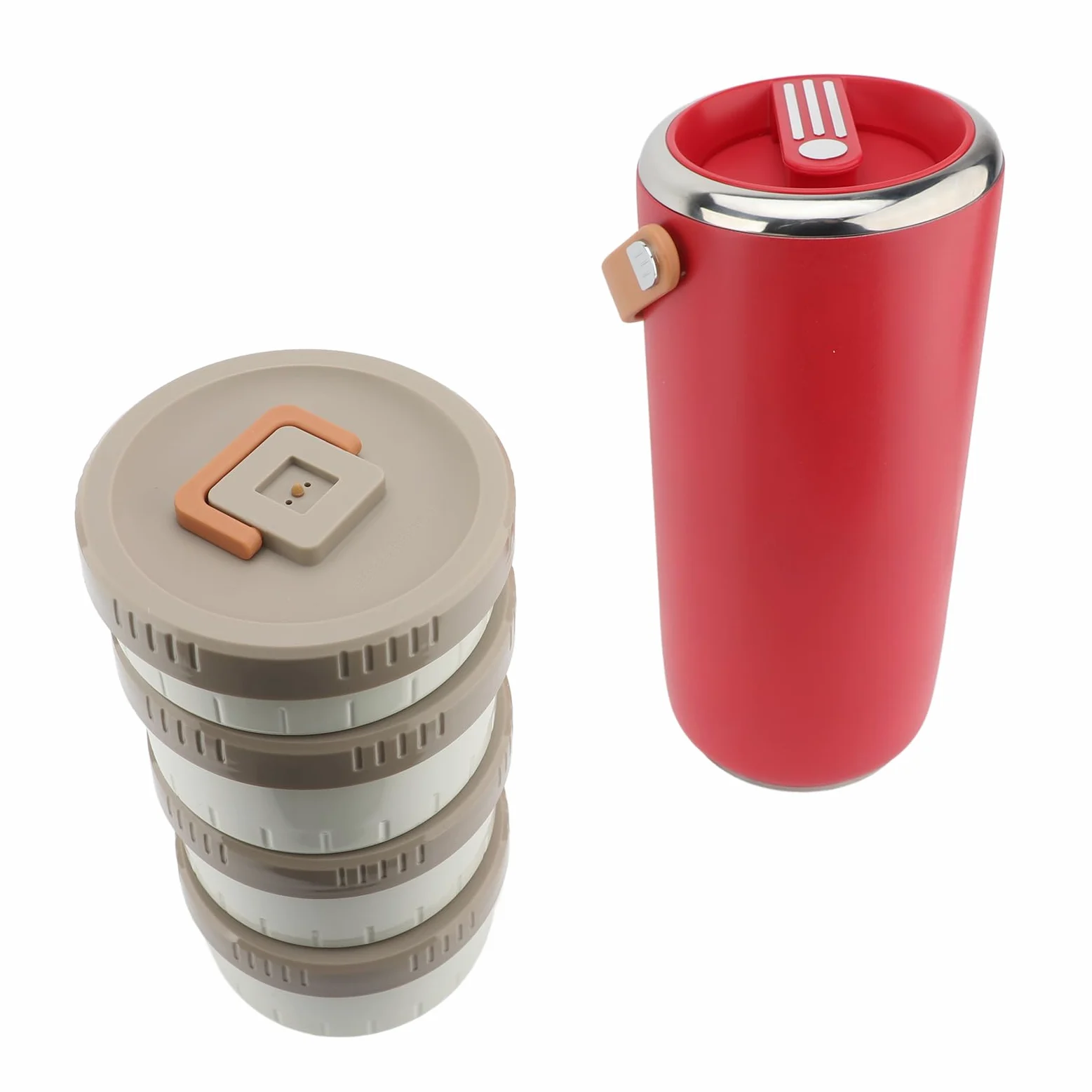 Pot Alimentaire isolé en Acier Inoxydable 3,4 L, Récipient (rouge) | Intérieur en Acier Inoxydable 304, Rétention de Chaleur de 6 à 8 Heures, Poignée Portable pour le Déjeuner, la Soupe et les