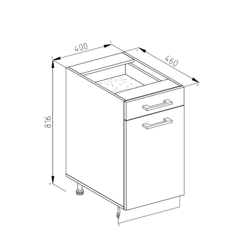 Vicco Meuble Bas Universel R-Line, Béton, 40cm avec tiroir, sans PT, adapté au Rangement Peu encombrant dans Les Cuisines équipées