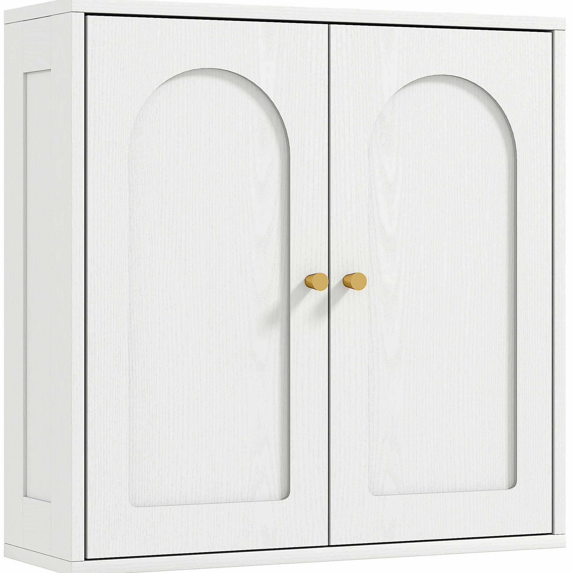HOMCOM Armoire Murale, Meuble Haut Salle de Bain Style Moderne avec Placard à Double Porte et poignées dorées, Meuble de Salle de Bain Suspendu, 60 x 20 x 60 cm, Blanc