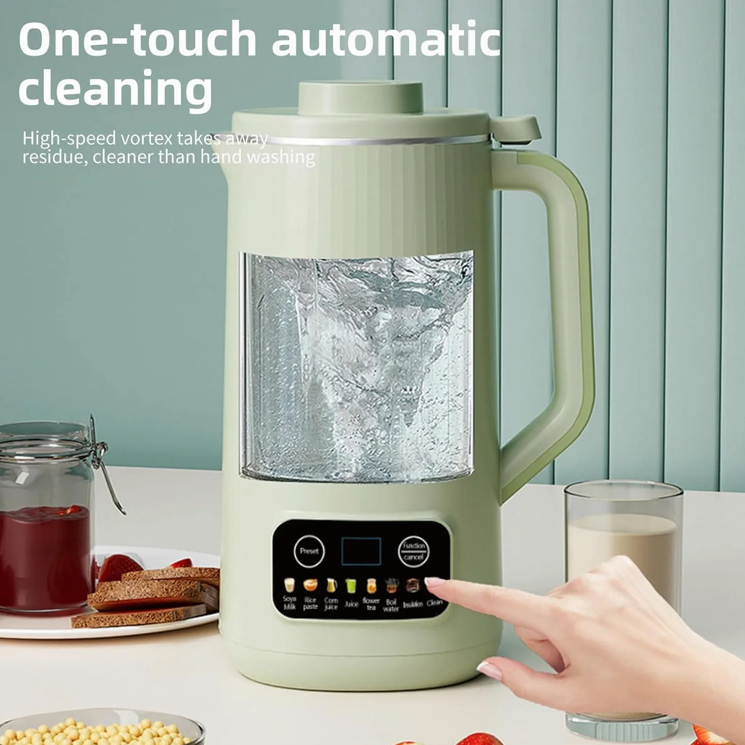 Machine de Lait de Soja Multifonction, Avec écran LED intelligent, Machine multifonctionnelle à lait végétal 600ml, Démarrage Différé/Maintien au Chaud/Autonettoyant Blender Chauffant 600W (B)