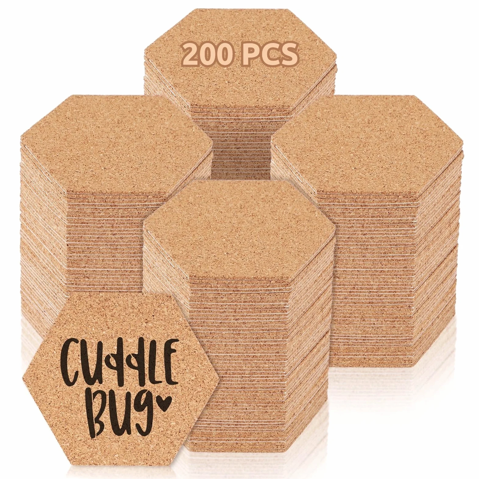 Lot de 200 dessous de verre en liège épais de 10,2 cm pour le bricolage, les tasses absorbantes, les verres à vin, le café, le thé, la maison et le bureau