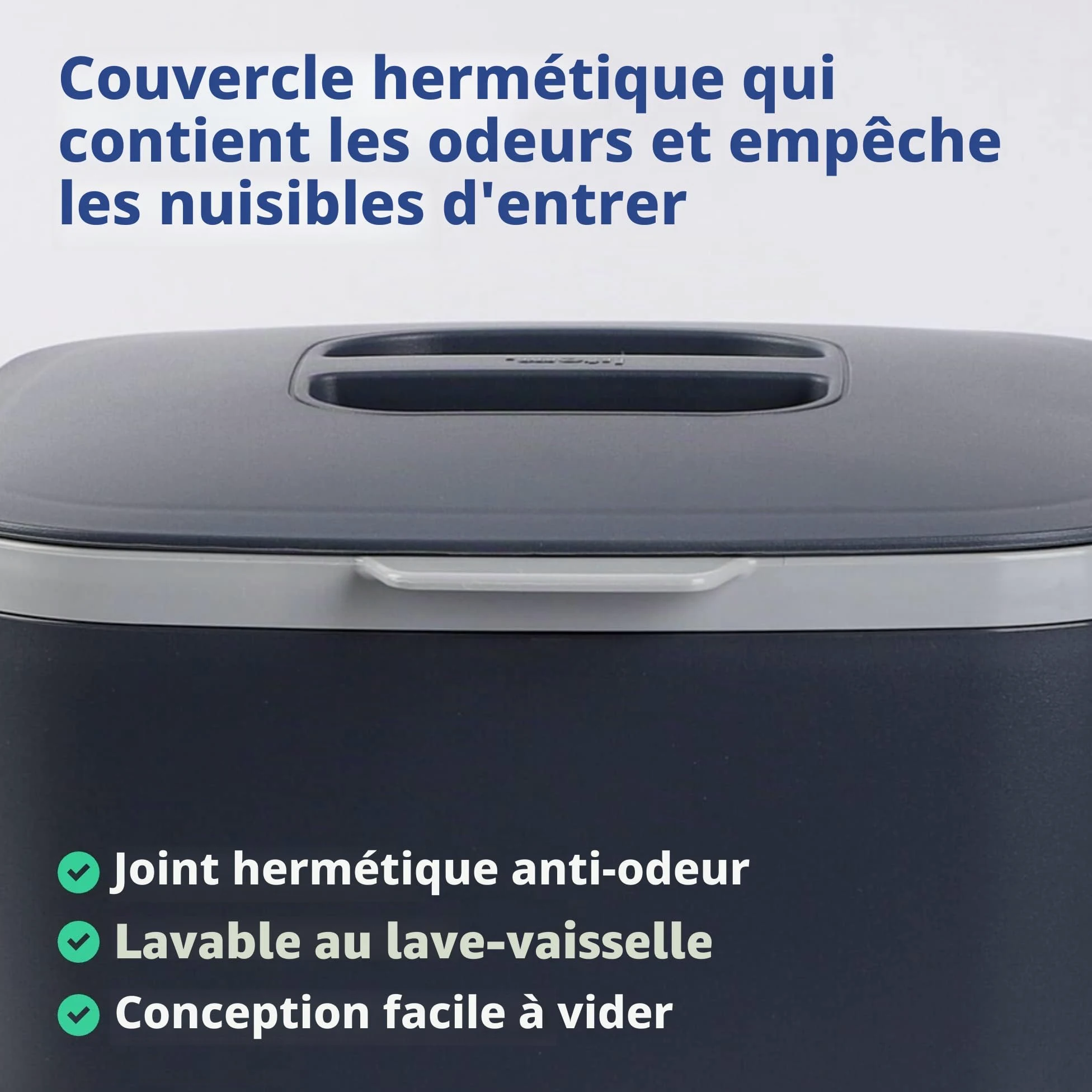 BLUE GINKGO Bac à Compost de Cuisine - Bac de Déchets Alimentaires Facile à Nettoyer avec Poignées | Bac à Compost de Cuisine pour Plan de Travail | Fabriqué en Corée (5 L) - Gris