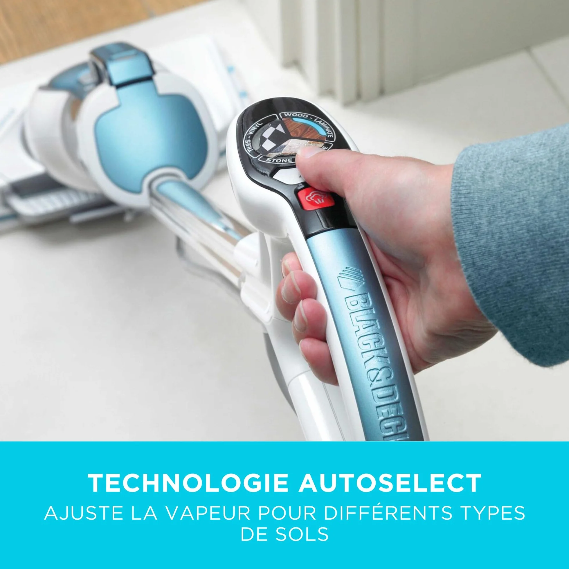 BLACK+DECKER Balai Vapeur 1600W avec AutoSelect et Tête Delta, ‎FSM1630-QS