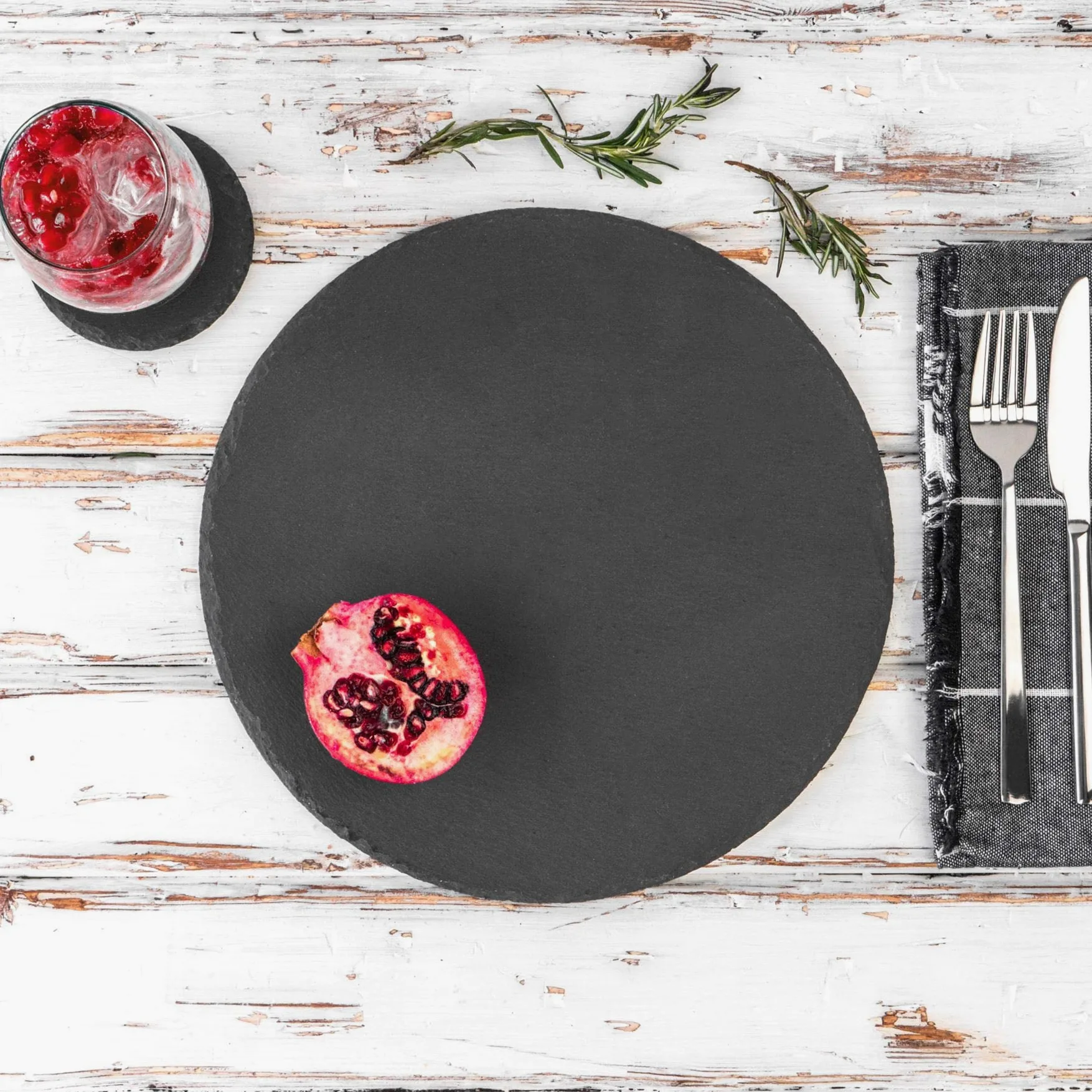 Argon Tableware Rond Sets de Table en Ardoise - 30cm - 12x Grand Naturel Noir Pierre À Manger Tableau Dîner Portion Conseil Plat Lieu Tapis Sets