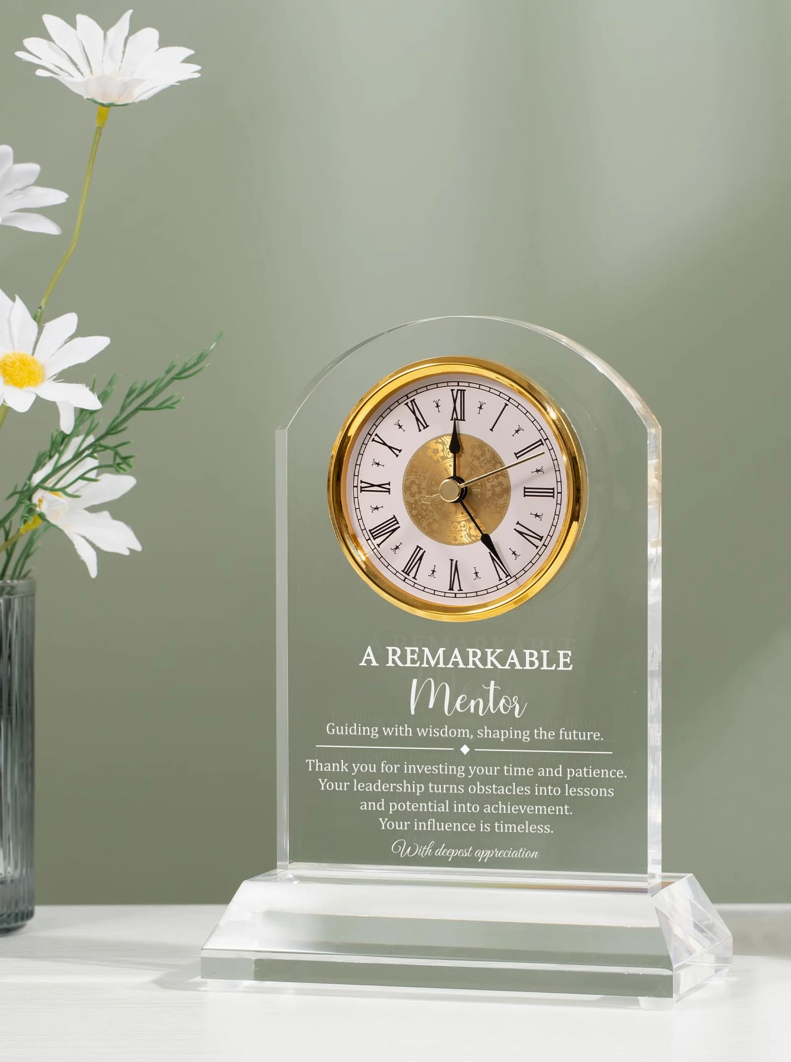 Cadeau mentor pour homme et femme – Horloge de bureau souvenir, Thank You for Helping Me Grow, avec boîte cadeau et carte, décoration de bureau et d'intérieur, appréciation pour enseignant, patron