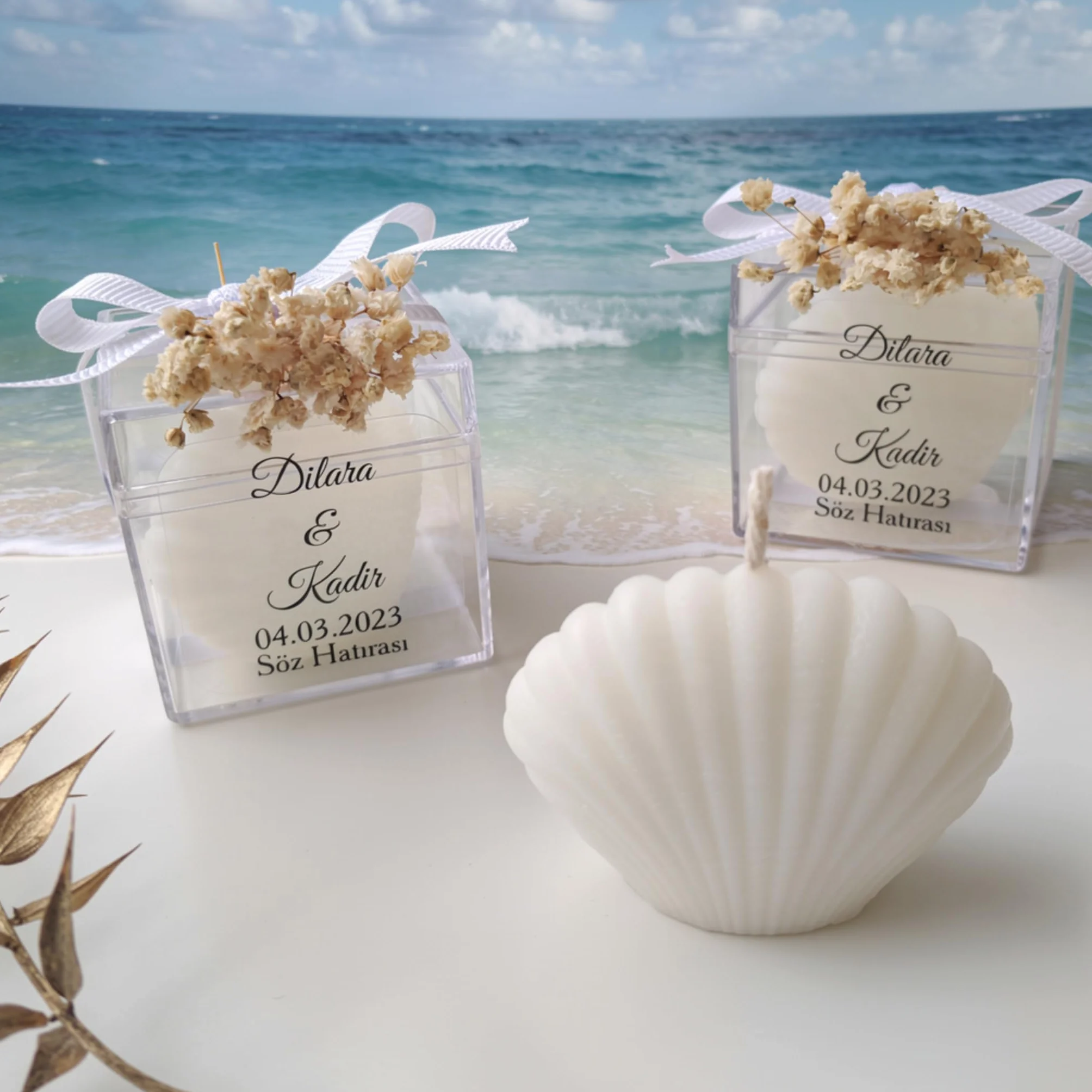 Lot de 50 bougies blanches élégantes en forme de coquillage pour mariages, fêtes prénatales et sur la plage, cadeaux de fête polyvalents