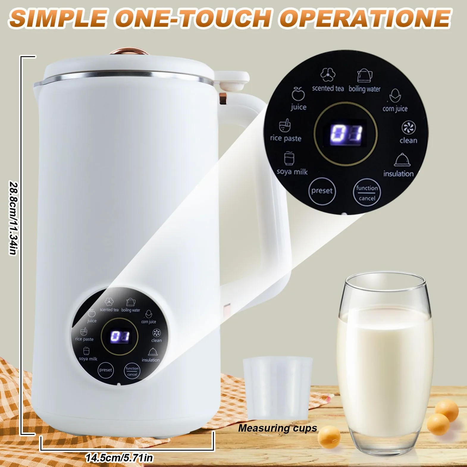 mumisuto ﻿Machine à Lait Végétaux, 1000 ML Machine à Lait de Soja Multifonction, Mélangeur Électrique, Machine à Lait D'amande pour Lait Végétal Fait Maison, Avoine, Soja