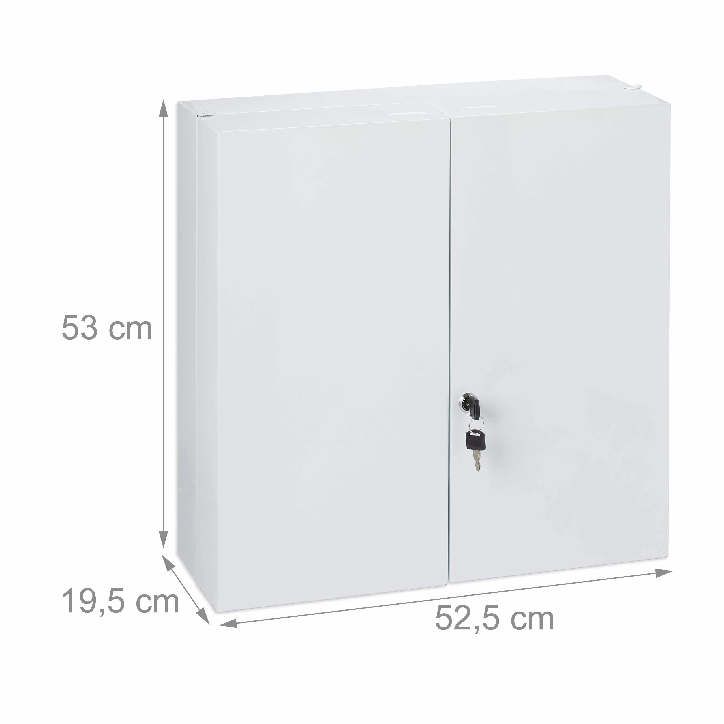 Relaxdays Armoire à Pharmacie XXL, Buffet médicaments à Deux Portes, en Acier, 11 casiers, verrouillable,53x52,5cm.Blanc