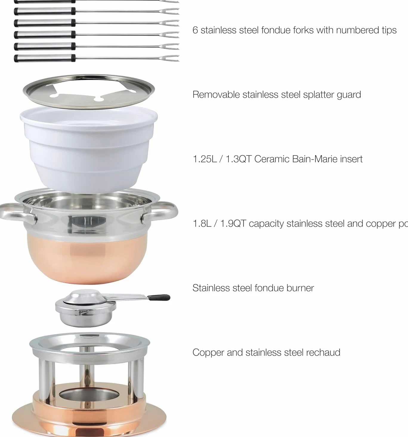 Lausanne 11 Pc. Copper Fondue Set