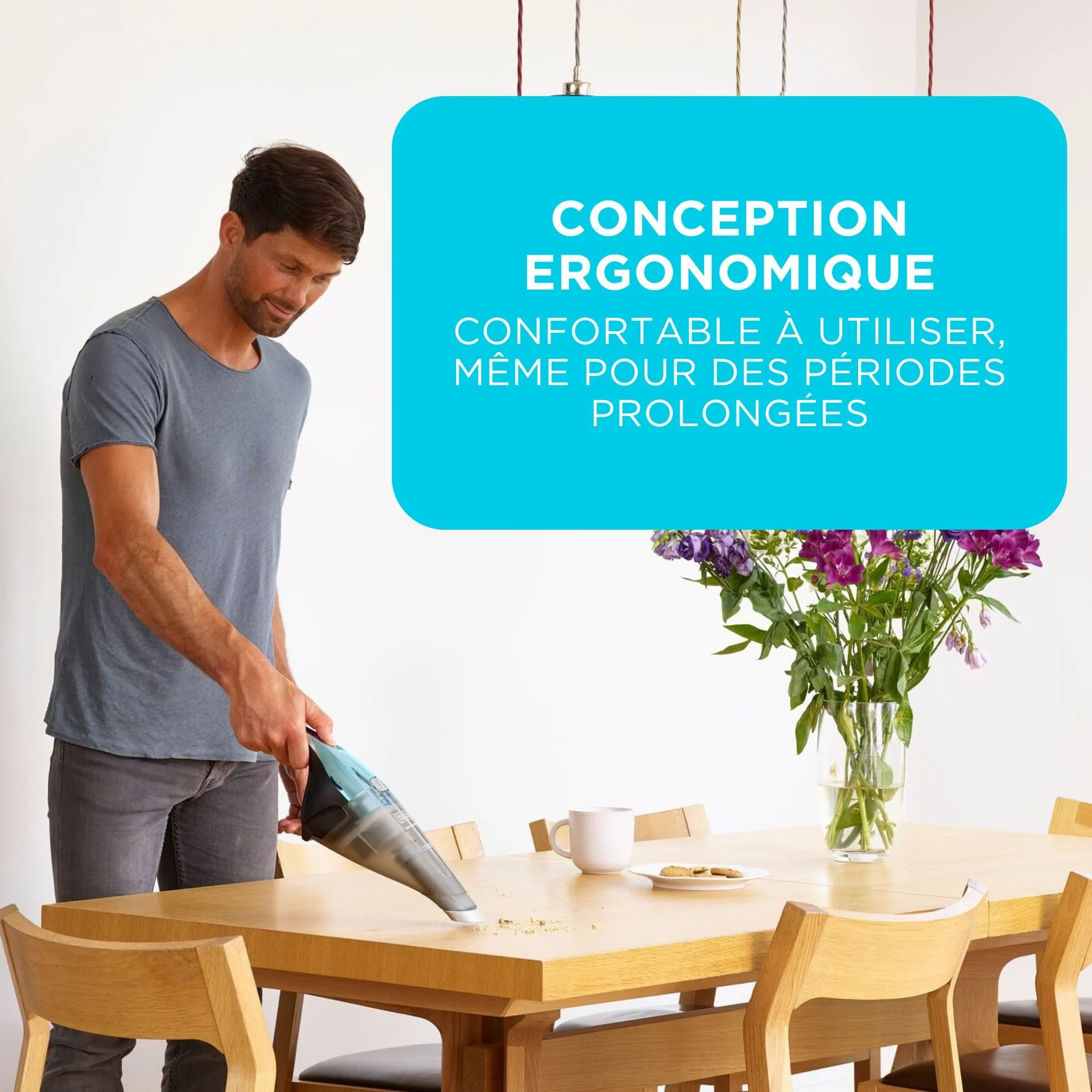 Black+Decker - Aspirateur à Main DUSTBUSTER - 7.2V (Batterie 2.0Ah) Aspirateur à Main sans Fil, Chromé, NVC220WBC-QW